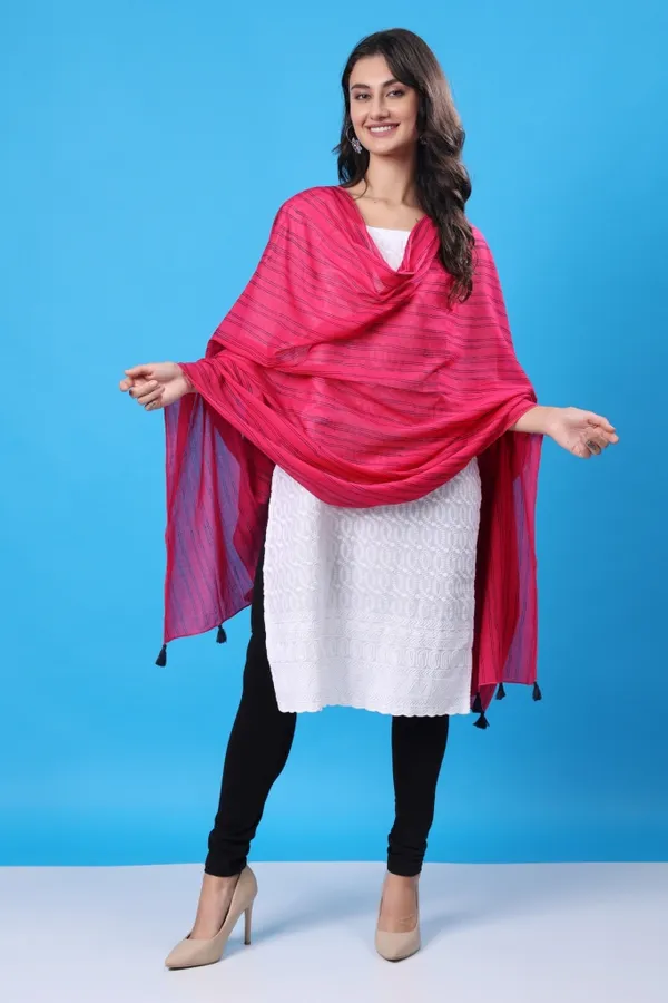 INDHA_Stole_|_Pink_Cotton_Stole_|_Hand_Block_Printed_Blue_Stripes_Pattern_|_Hand_Block_Printed_Stole_|_Stoles_for_Women_|_Ethnic_Stoles_|_Gifting_|_Fashion_Wear_|_Indo_Western_Stole_|_Fashion_Accessory_|_Light_Weight_Voil_Fabric