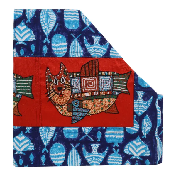 INDHA_Sturdy_Foldable_Desk_Organizer_&_Magazine_Holder_|_Hand_Block_Printed_Fabric_with_Embroidered_Cat_Fish_Motif_|_A4_Size_File_&_Book_Organizer_|_Ideal_for_Kids_Study_Table_&_Employee_Gifting