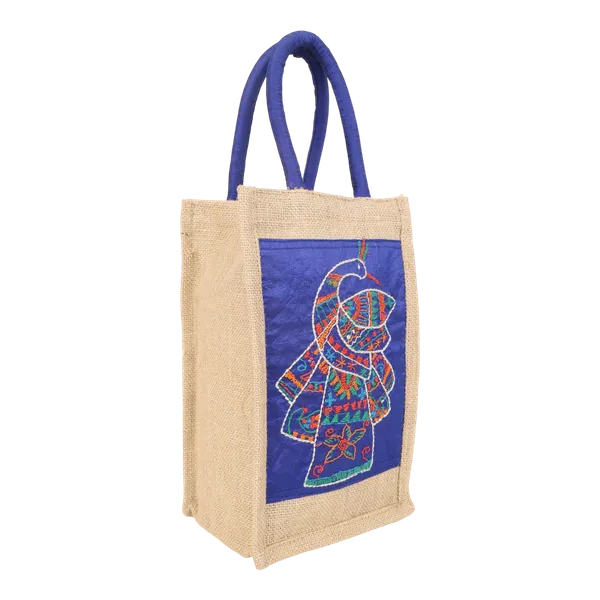 Indha_Artisan_Jute_Twin_Bottle_Holder_with_Peacock_Embroidery_|_Stylish_Handmade_Gift_Tote