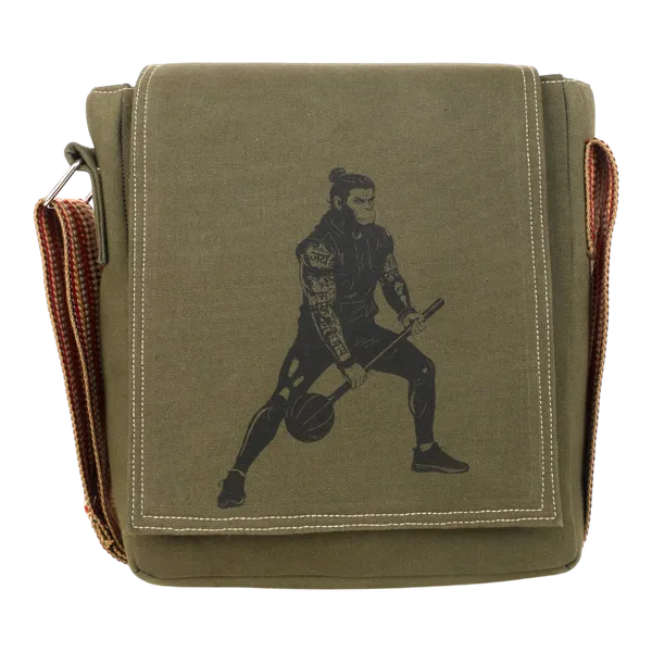 Indha_Crossbody_Bag_Green_Canvas_|_Lord_Hanuman_Tattoo_Art_Motif_Trendy_Rugged_Look_Bag