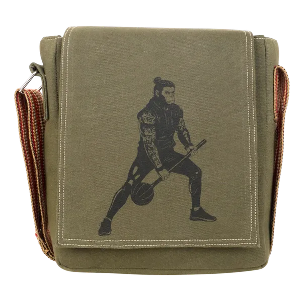 Indha_Crossbody_Bag_Green_Canvas_|_Lord_Hanuman_Tattoo_Art_Motif_Trendy_Rugged_Look_Bag