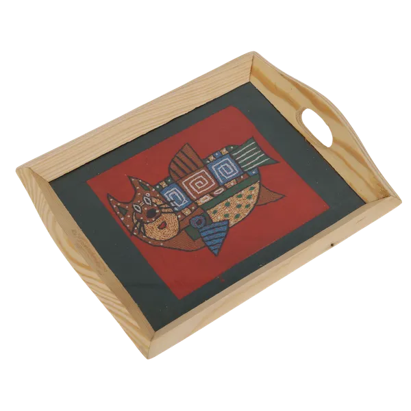 Indha_Eco-Friendly_Hand_Embroidered_Cat_&_Fish_Motif_Pine_Wood_Tray_|_Sustainable_Handmade_Decorative_Serving_Tray_|_Artisanal_Home_Décor_&_Gift