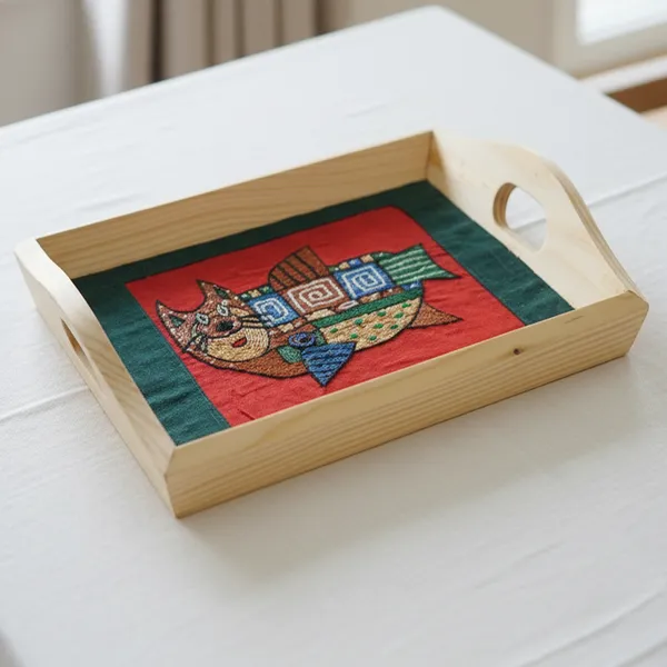 Indha_Eco-Friendly_Hand_Embroidered_Cat_&_Fish_Motif_Pine_Wood_Tray_|_Sustainable_Handmade_Decorative_Serving_Tray_|_Artisanal_Home_Décor_&_Gift