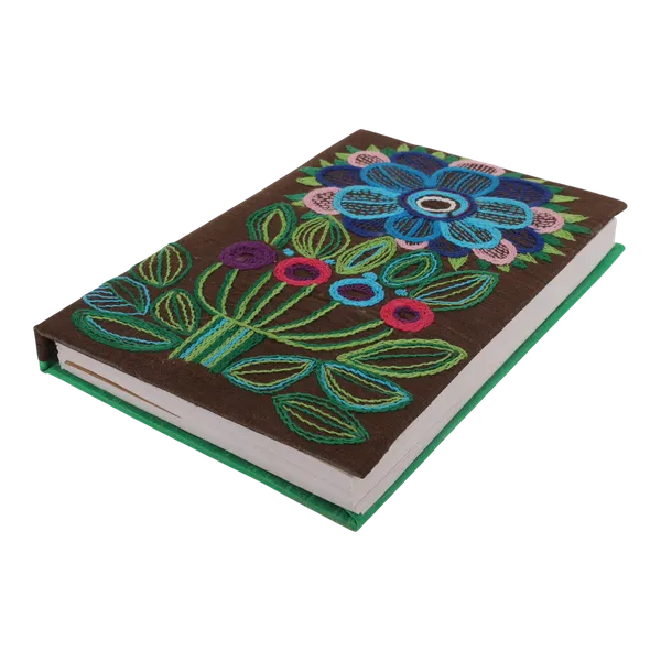 Indha_Floral_Motif_Hand_Embroidered_|Dupian_Silk|_Recycled_Paper_Diary_|_Sustainable_Gift
