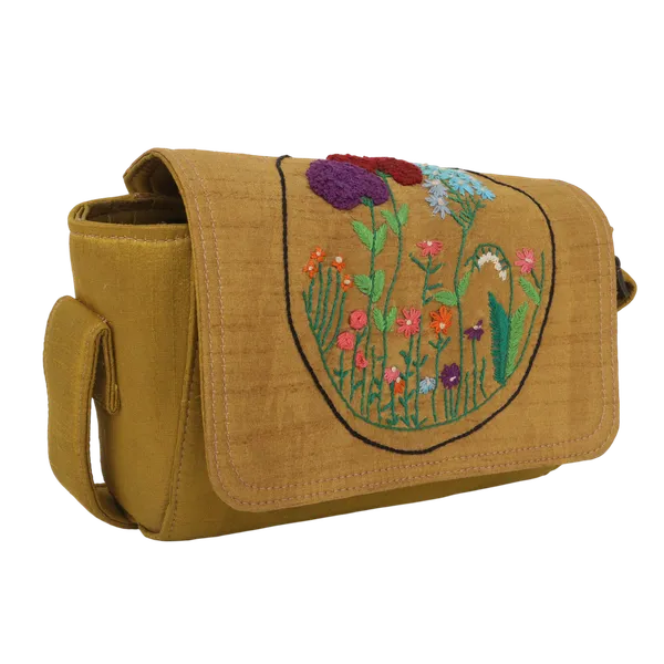 Indha_Golden_Hand_Embroidered_Floral_Box_Shoulder_Bag|Artisanal|Craft_Bag|Dupian_Silk