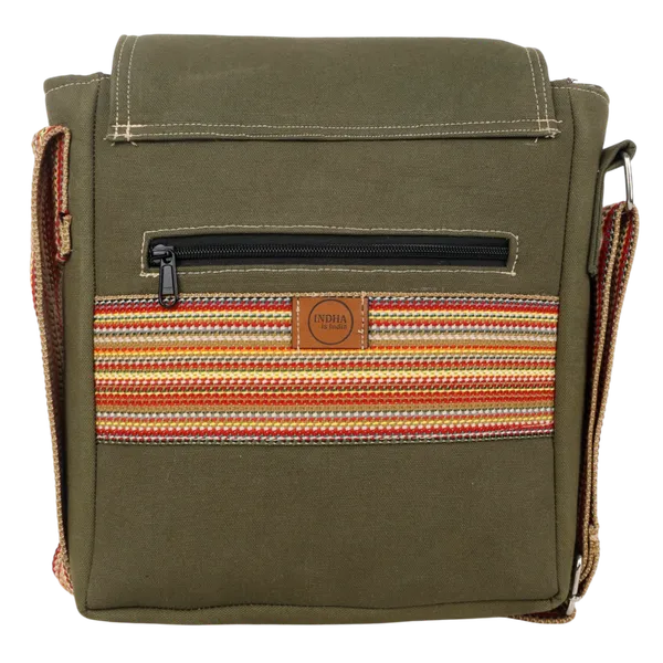 Indha_Green_Canvas_Crossbody_Bag_with_Kathakali_Art_Print_|_Trendy_Sling_Bag_for_Men