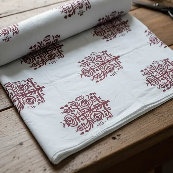 Indha_Hand_Block_Printed_Cotton_Fabric_(3_Mtr)_–_White_Base_with_Maroon_Traditional_Block_Print_|_Soft,,_Multipurpose_Fabric