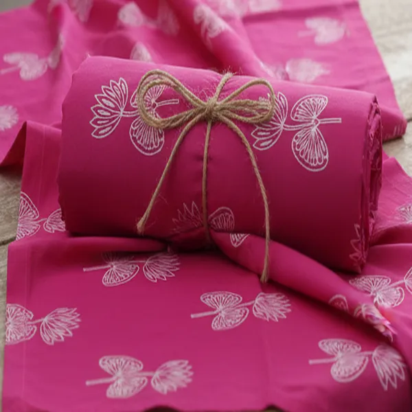 Indha_Hand_Block_Printed_Cotton_Fabric_–_Pink_with_White_Lotus_Flower_Motif_|_100%_Cotton_Jaipuri_Block_Print_for_Dresses,_Sewing,_Quilting_&_Home_Décor_|_3_Meter_Fabric