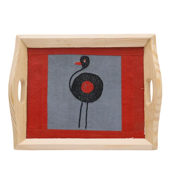 Indha_Hand_Embroidered_Bird_Motif_Pine_Wood_Tray_|_Art_Silk_Fabric_|_Handmade_Decorative_Serving_Tray