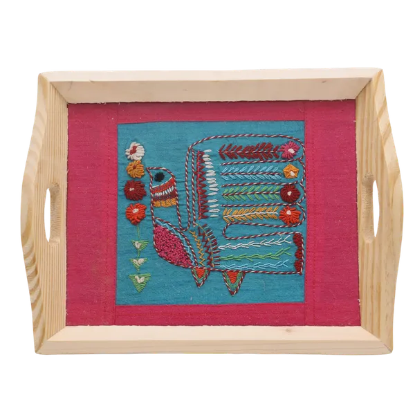 Indha_Hand_Embroidered_Dupion_Silk_Motif_Tray_|_Premium_Pine_Wood_Serving_Tray_|_Handmade_Decorative_Platter_for_Home,_Coffee_Table_&_Festive_Gifting_