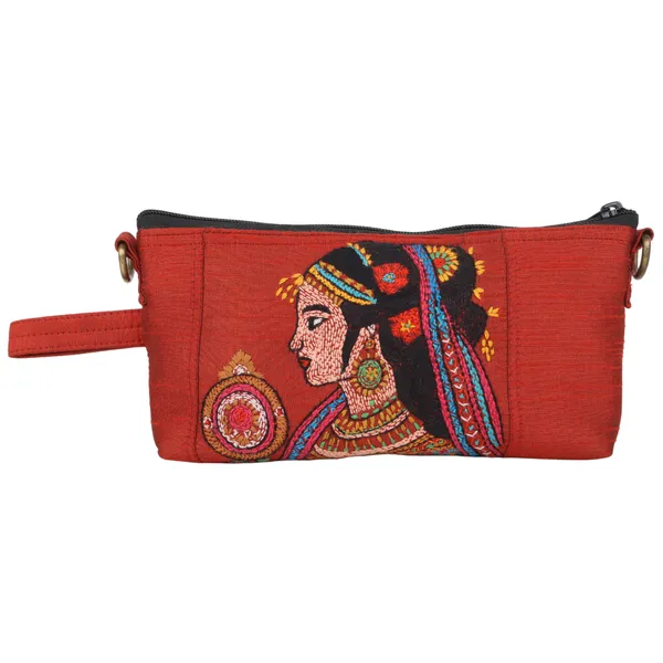 Indha_Hand-Embroidered_Pouch_Cum_Sling_Bag_|_Lady_with_Mirror_Motif_|_2-in-1_Travel_&_Daily_Use_Sling_Purse_|_Handmade_Ethnic_Gift_for_Women