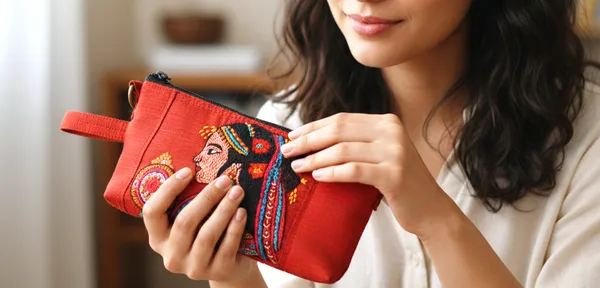 Indha_Hand-Embroidered_Pouch_Cum_Sling_Bag_|_Lady_with_Mirror_Motif_|_2-in-1_Travel_&_Daily_Use_Sling_Purse_|_Handmade_Ethnic_Gift_for_Women