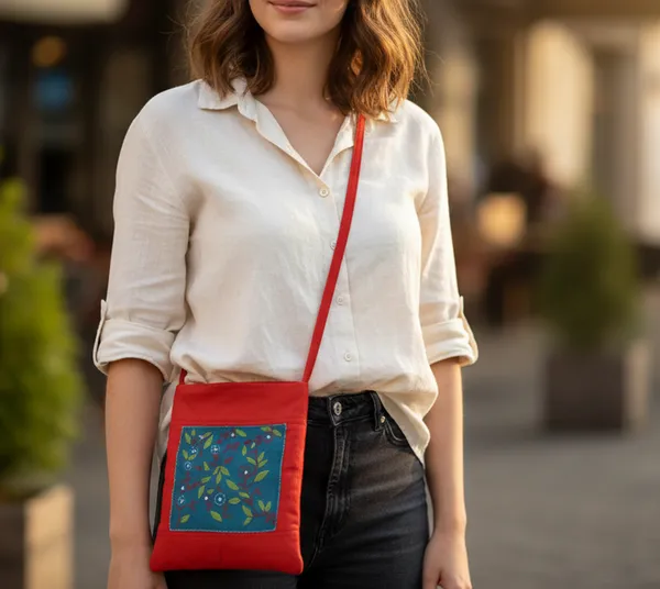 Indha_Hand_Embroidered_Sling_Bag_for_Women_|_Red_&_Teal_Green_Dupion_Silk_|_Leaf_&_Branch_Motif_Handmade_Crossbody_Bag_for_Daily_Use_&_Gifting