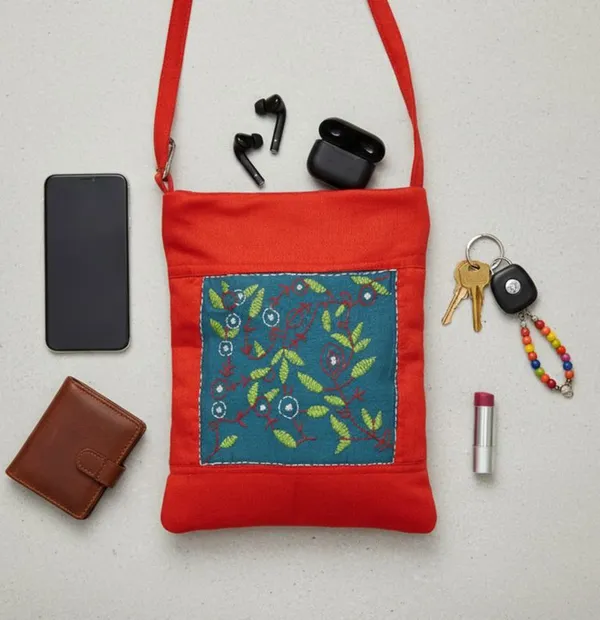 Indha_Hand_Embroidered_Sling_Bag_for_Women_|_Red_&_Teal_Green_Dupion_Silk_|_Leaf_&_Branch_Motif_Handmade_Crossbody_Bag_for_Daily_Use_&_Gifting