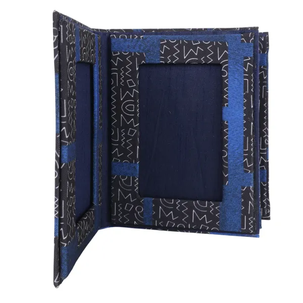 Indha_Handmade_4-in-1_Photo_Frame_Folder_|_Abstract_Print_Dupion_Silk_Cover_|_5_x_7_Inch_Decorative_Photo_Frame_|_Elegant_Gift_for_All_Occasions_(Blue)
