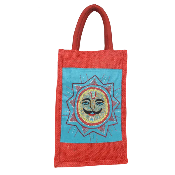 Indha_Handmade_Jute_Bottle_Carry_Bag_|_Colourful_Madhubani_Sun_Embroidered_Gift_Bag