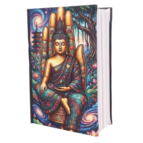 Indha_Handmade_Recycled_Paper_Journal_with_Rich_Lord_Buddha_Print_–_Canvas_Fabric_Cover,_Perfect_Gift_for_Peace_&_Happiness