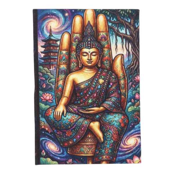 Indha_Handmade_Recycled_Paper_Journal_with_Rich_Lord_Buddha_Print_–_Canvas_Fabric_Cover,_Perfect_Gift_for_Peace_&_Happiness