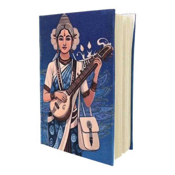 Indha_Saraswati_Wisdom_Diary_–_Handcrafted_Recycled_Paper_Journal_with_Indian_Fusion_Art