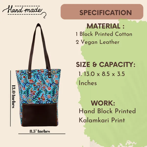 Indha_Women’s_Tote_Bag_|_Blue_Kalamkari_Hand_Block_Printed_Cotton_|_Lightweight_Shoulder_Bag_for_Office,_College,_Shopping_&_Travel