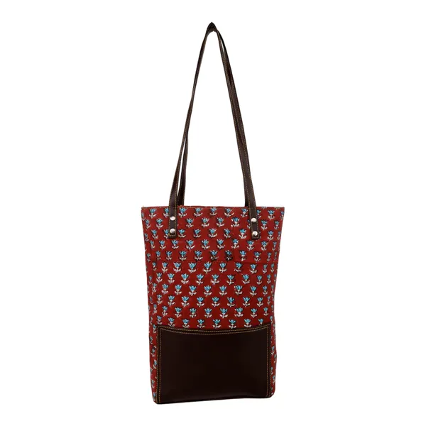 Indha_Women’s_Tote_Bag_|_Maroon_Floral_Hand_Block_Printed_Cotton_|_Lightweight_Shoulder_Bag_for_Office,_College,_Shopping_&_Travel