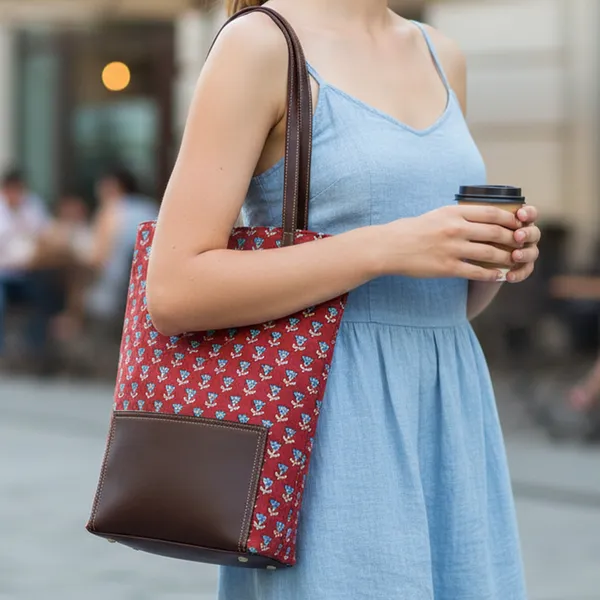 Indha_Women’s_Tote_Bag_|_Maroon_Floral_Hand_Block_Printed_Cotton_|_Lightweight_Shoulder_Bag_for_Office,_College,_Shopping_&_Travel