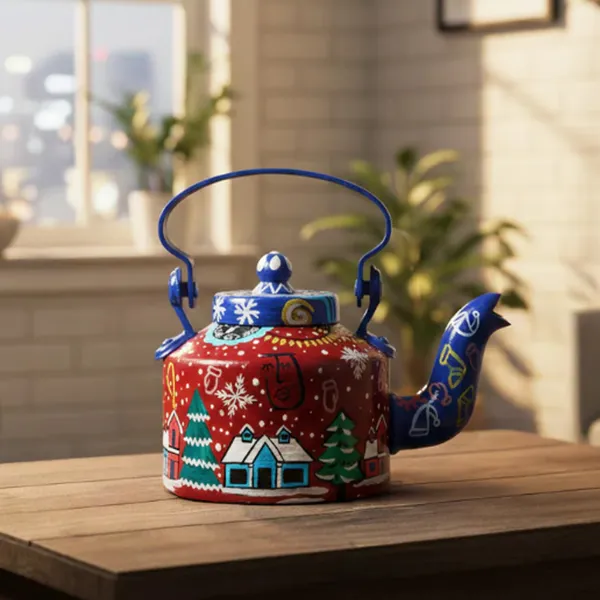 Indha_Craft_Hand-Painted_Aluminium_Kettle_�_Christmas_Theme_|_Decorative_Serving_Kettle_for_Festive_D�cor_|_Multicolour_1_Litre_Capacity