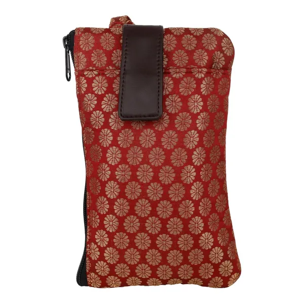 Indha_Handcrafted_Mobile_Case_for_Women_�_Maroon_Silk_Brocade_Wristlet_Pouch_|_Mini_Wallet_with_Mobile_Compartment_|_Slim_Travel_Pouch_for_Phone,_Cash_&_Cards_|_Handmade_in_India