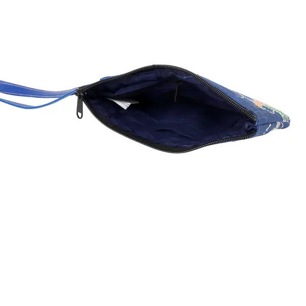 Indha_Handcrafted_Mobile_Case_Wristlet_for_Women_|_Blue_Dupion_Pouch_with_Dancing_Lady_Motif_|_Mini_Wallet_with_Mobile_Compartment_|_Handmade_in_India