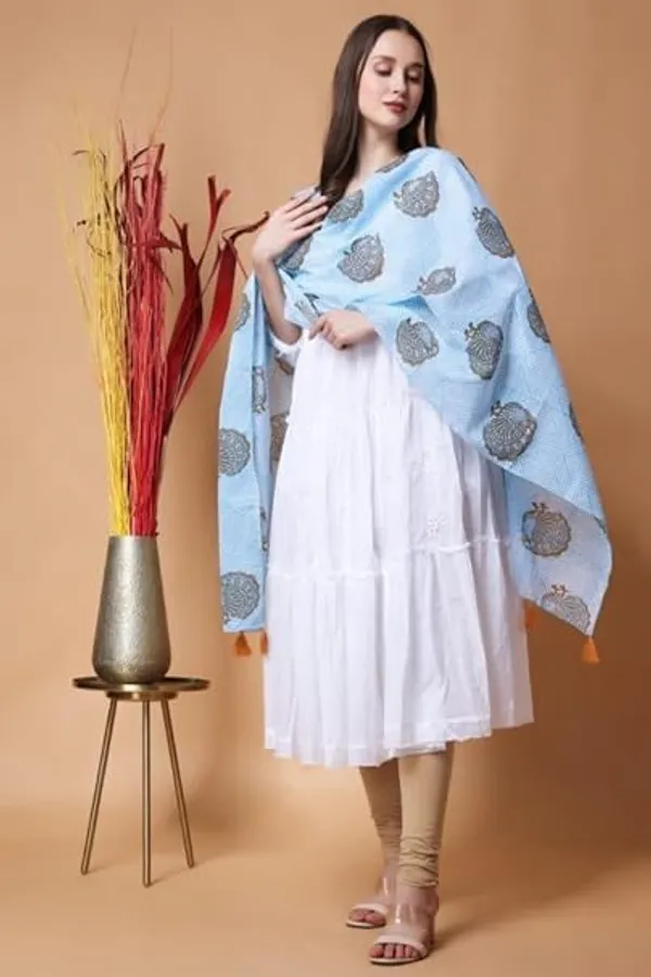 INDHA_Cotton_Stole_|_Block_Printed_Stole_|toles_For_Women_|_Traditional_Stoles_|_Gifting_|_Fashion_Wear_|_Indo_Western_Stole_|_Fashion_Accessory_(Peacock_With_Zig_Zag_Design)