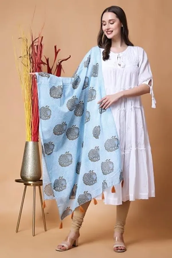 INDHA_Cotton_Stole_|_Block_Printed_Stole_|toles_For_Women_|_Traditional_Stoles_|_Gifting_|_Fashion_Wear_|_Indo_Western_Stole_|_Fashion_Accessory_(Peacock_With_Zig_Zag_Design)