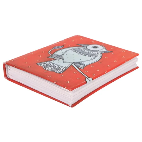 INDHA_Handmade_Recycled_Paper_Pocket_Diary_|_Upcycled_Printed_Motif_Cover_|_Eco-Friendly_Notebook_for_Office,_School_&_Gifting_|_50_Pages_|_3.5_x_5.0_Inches_|_Made_in_India_(Red_Bird_Print)