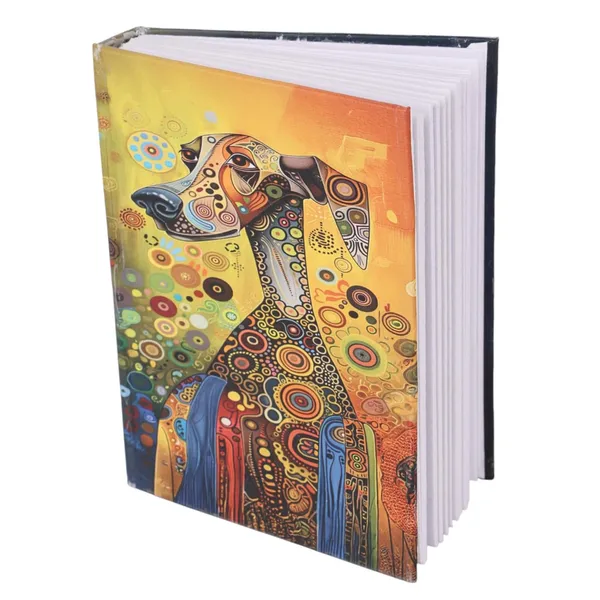 INDHA_Handmade_Recycled_Paper_Pocket_Diary_|_Upcycled_Printed_Motif_Cover_|_Eco-Friendly_Notebook_for_Office,_School_&_Gifting_|_50_Pages_|_3.5_x_5.0_Inches_|_Made_in_India_(Orange_Dog)