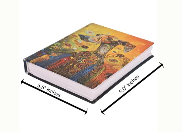 INDHA_Handmade_Recycled_Paper_Pocket_Diary_|_Upcycled_Printed_Motif_Cover_|_Eco-Friendly_Notebook_for_Office,_School_&_Gifting_|_50_Pages_|_3.5_x_5.0_Inches_|_Made_in_India_(Orange_Dog)