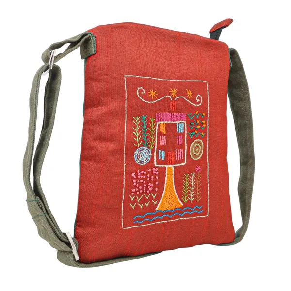 Indha_Handmade_Embroidered_Sling_Bag_for_Women_|_Quirky_House_&_Tree_Motif_|_Terracotta_Red_Dupion_Silk_&_Canvas_Crossbody_|_Lightweight_Everyday_Sling_for_College,_Travel_&_Shopping