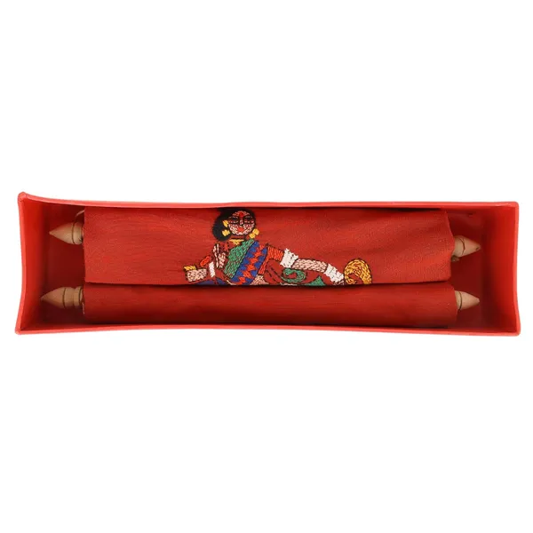 Indha_Handcrafted_Wall_Scroll_|_Maroon_Dupion_Silk_with_Gold_Brocade_Borders_|_Handmade_Home_D�cor_|_Wooden_Finials_|_Gift-Ready_Hanging_Scroll