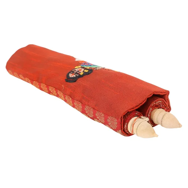 Indha_Handcrafted_Wall_Scroll_|_Maroon_Dupion_Silk_with_Gold_Brocade_Borders_|_Handmade_Home_D�cor_|_Wooden_Finials_|_Gift-Ready_Hanging_Scroll