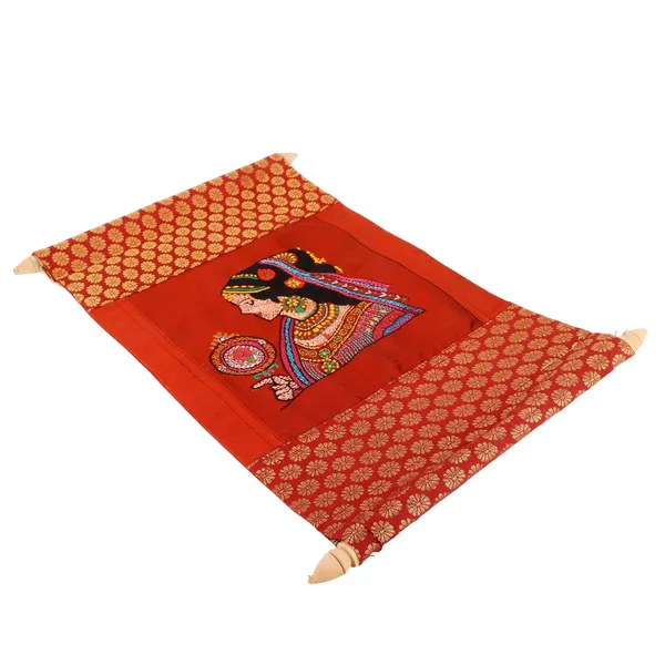 Indha_Hand-Embroidered_Lady_and_Her_Mirror_Portrait_Wall_Scroll_�_Dupion_&_Brocade_Silk_|_Handmade_Wall_D�cor_|_Cultural_Gift_for_Home_&_Office_|_Empowering_Women_Artisans_|_Made_in_India
