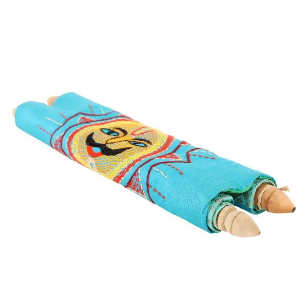 Indha_Hand-Embroidered_Sun_Wall_Scroll_|_Teal_Green_Dupion_Silk_Panel_with_Gold_Brocade_Borders_&_Wooden_Finials_|_Handmade_Home_D�cor_|_Gift-Ready_Scroll_|_Empowering_Women_Artisans