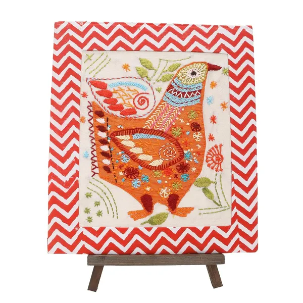 Indha_Hand-Embroidered_Folk_Bird_Textile_Art_on_Silk_with_Hand_Block-Printed_Frame_&_Wooden_Easel_|_Handmade_Indian_Table_D�cor_|_Cultural_Gift_for_Home,_Office_&_Travellers_|_Made_in_India