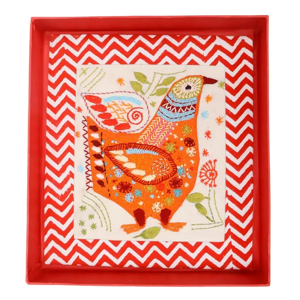 Indha_Hand-Embroidered_Folk_Bird_Textile_Art_on_Silk_with_Hand_Block-Printed_Frame_&_Wooden_Easel_|_Handmade_Indian_Table_D�cor_|_Cultural_Gift_for_Home,_Office_&_Travellers_|_Made_in_India