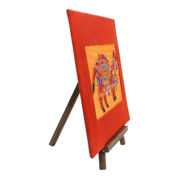 Indha_Hand-Embroidered_Rajasthani_Desert_Camel_Textile_Art_|_Silk_Embroidery_Frame_with_Mini_Wooden_Easel_|_Indian_Handmade_Table_D�cor_&_Gift