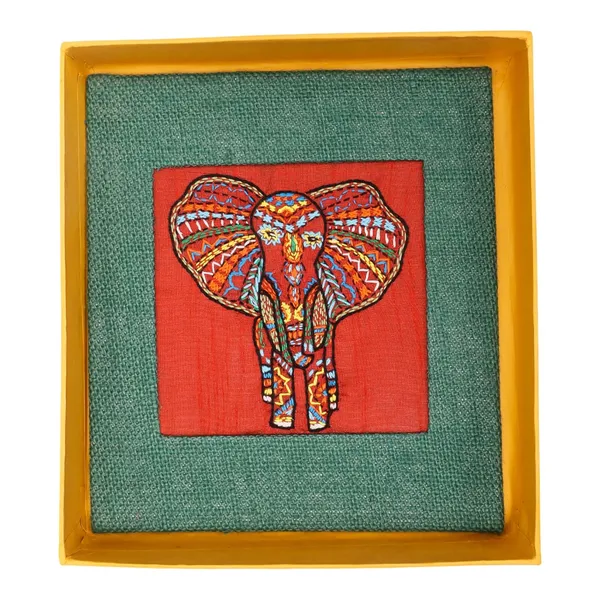 Indha_Hand-Embroidered_Elephant_Motif_Silk_Art_with_Mini_Wooden_Easel_|_Tabletop_Home_D�cor,_Desk_Display,_Handmade_Gift_Item