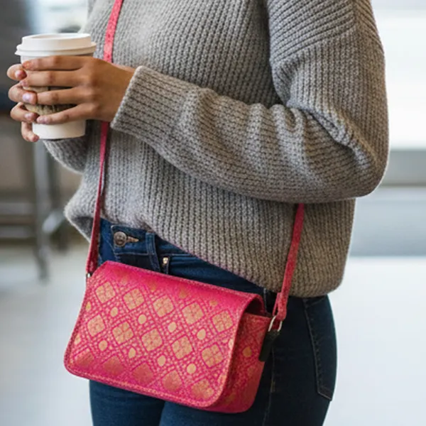 Indha_Brocade_Box-Shape_Sling_Bag_for_Women_�_Exquisite_Pink_Silk_Brocade_|_Lightweight_Crossbody_Purse_|_Handmade_in_India_|_Festive_&_Daily_Use_Handbag_|_Empowering_Women_Artisans