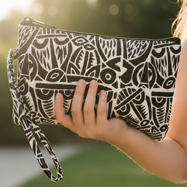Indha_Handcrafted_Mobile_Case_for_Women_�_Black_&_White_Hand_Block-Printed_Cotton_Wristlet_Pouch_|_Mini_Wallet_with_Mobile_Compartment_|_Slim_Phone_Pouch_for_Cash,_Cards_&_Essentials