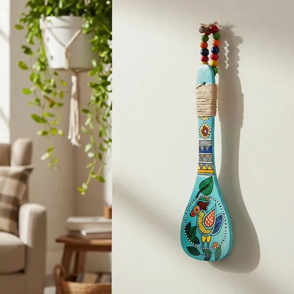 Hand-Painted_Wooden_Spoon_Décor_|_Madhubani-Inspired_Art_|_Beads_&_Jute_Detailing_|_Wooden_Wall_Accent_|_Unique_Souvenir_Gift