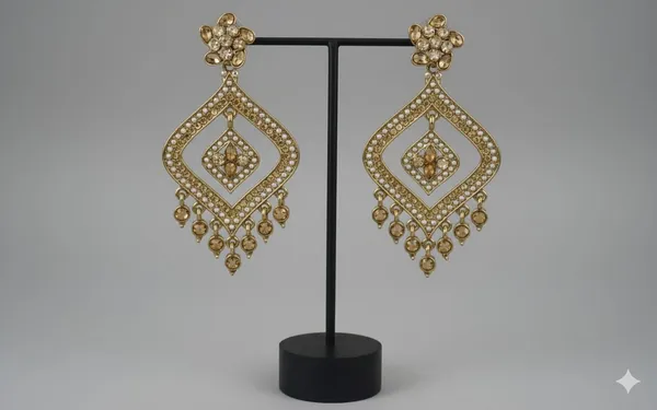 The_'Heirloom_Elegance'_Ornate_Gold-Tone_Drop_Earrings_(or_Kundan/Polki-Inspired_Regal_Dangler_Earrings)