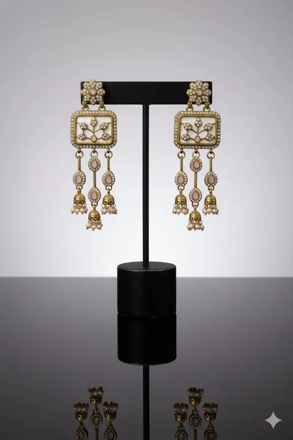 The_'Regal_Rose'_White_Meenakari_&_Pearl_Jhumka_Danglers