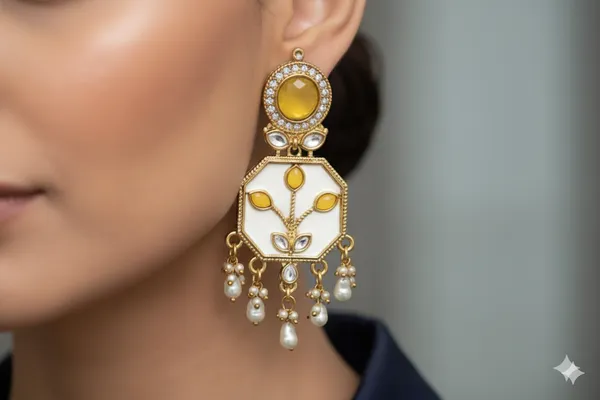 The_'Marigold_Bloom'_Yellow_Stone_and_White_Meenakari_Earrings