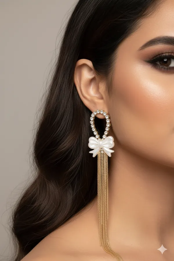 The_'Chic_Bow'_Crystal_Loop_and_Chain_Tassel_Earrings